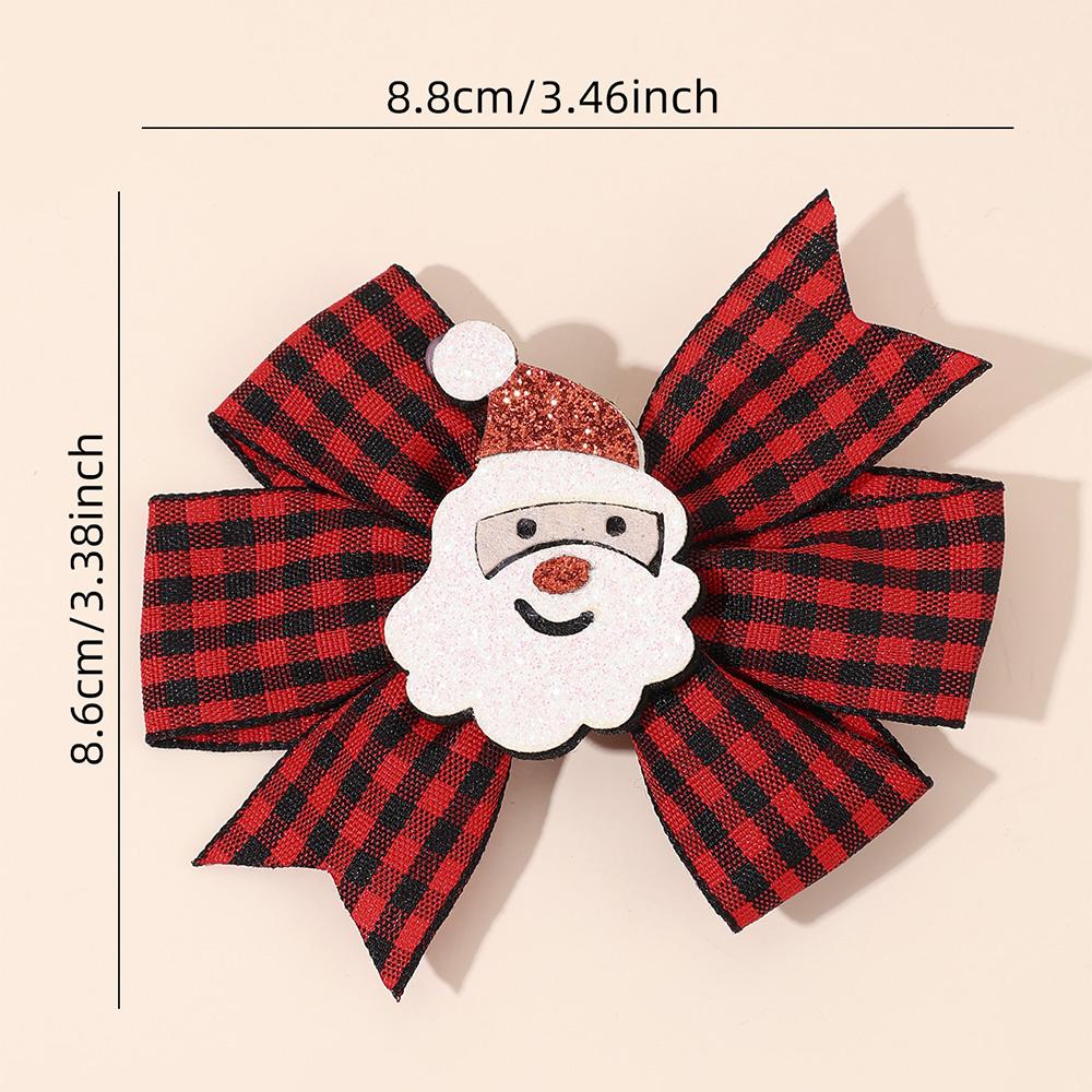 2Pcs Christmas Plaid Bow Hair Clips For Girls Cute Sparkle Santa Claus Barrette Xmas New Year Party Hair Accessories Gifts