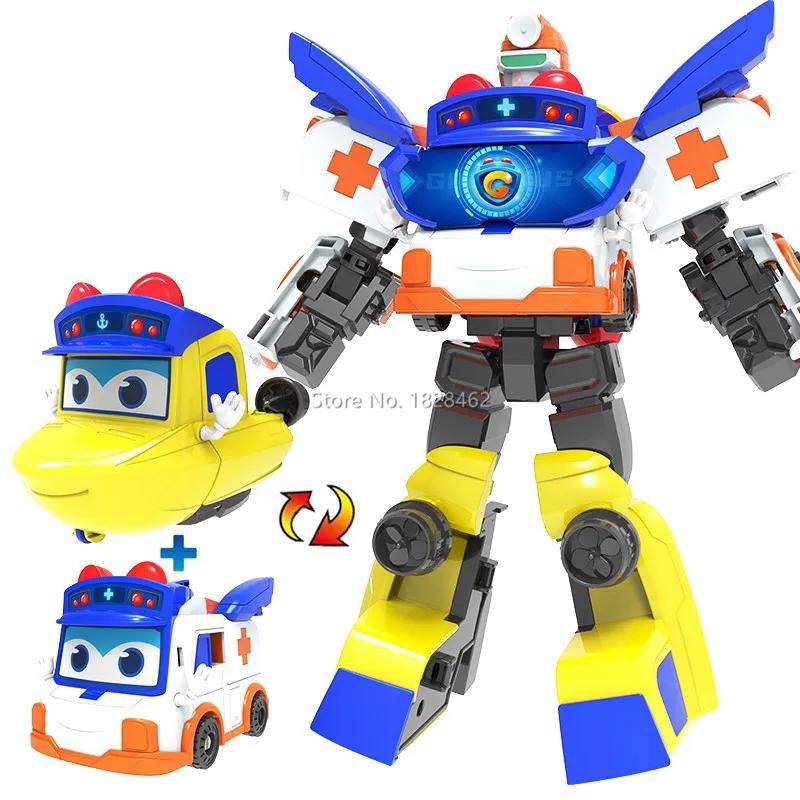 

Робот-трансформер 2 В 1 GGBOND Gogo Bus в машину, фигурки, деформация, скорая помощь/полиция/пожарный, игрушки-слайды для детей, подарок