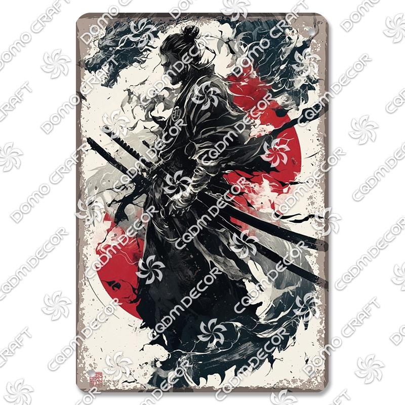 Retro Japanischer Stil Poster Metall Blechschilder Kimono Schönheiten Japanischer Samurai Vintage Metallplatte Wanddeko Club Bar Man Cave
