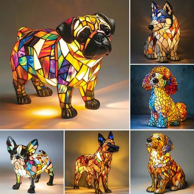 Lâmpada de Mesa Cachorrinho Vintage Lâmpada Corgi e Pug Resina Animal Luz Noturna de Mesa de Cabeceira Luz de Mesa LED com Tema de Cachorro para Quarto Sala de Estar Escritório