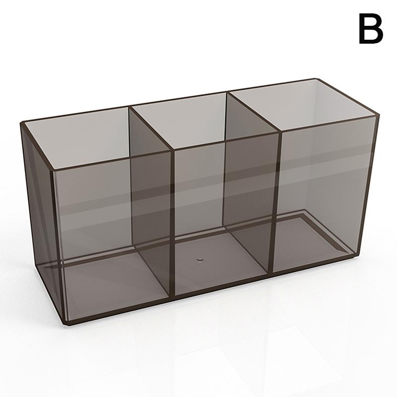 

Clear 3 Grids Makeup Brush Organizer Storage Lipstick Nail Polish Display Stand Holder Desk Stationery Pen Holder серый