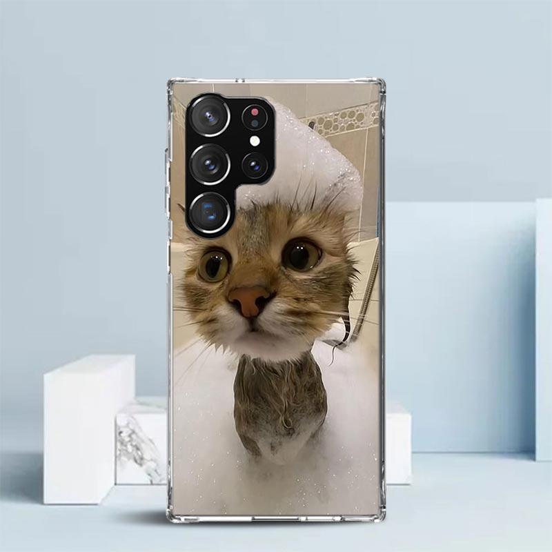 Haustier Katze Lustige Memes Weiche Hülle für Samsung Galaxy S25 Edge S26 S24 S23 Ultra Handyhülle S22 S21 Plus S20 FE Muster Schale