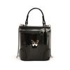 Monochromatic shiny PU shoulder bag for women solid color stitching chain mini bucket with zipper crossbody bags fashion