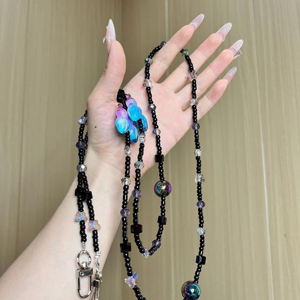 Anti Loss Mobile Phone Bead Chain Colorful Butterfly Mobile Phone Lanyard  Girls Gift