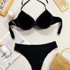Outer Single Swimsuit Solid Color Sexy Bikini Women'S Split Swimsuit With Steel Tray Bikini D533R
