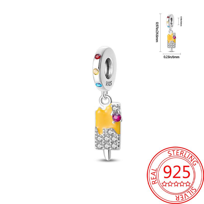 Original Copper Charms Luxury Yellow Ice Cream Pendant Beads Fit Bracelet Diy Women Making Delicate Gift