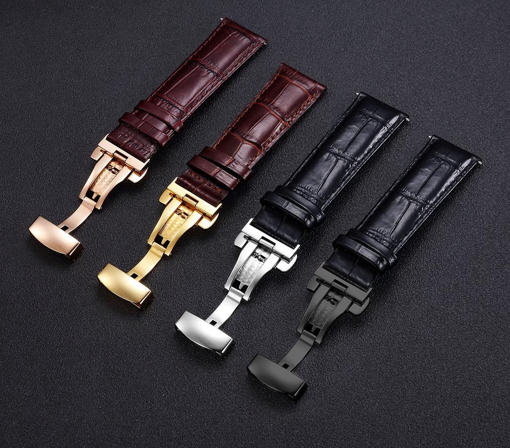 BINLUN Push-Down Type D-Buckle Stainless Steel Watch Buckle Leather Watch Band Replacement Clasp for