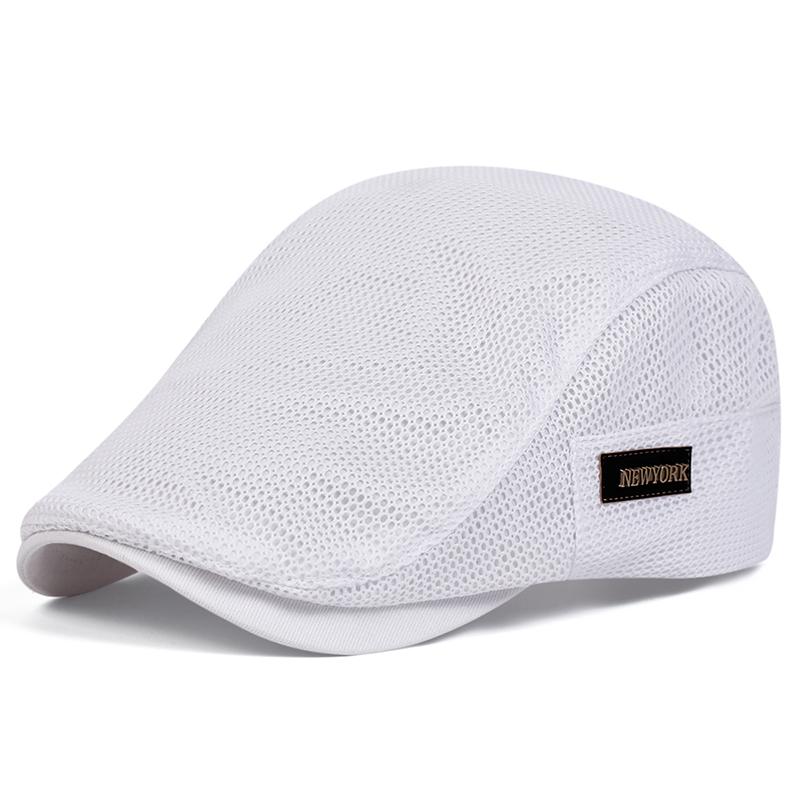 

Унисекс мода буква этикетка украшение берет шляпа открытый воздухопроницаемый сетчатый кепка кепка для отдыха путешествия газетчик кепки регулируемые сетчатые кепки белый