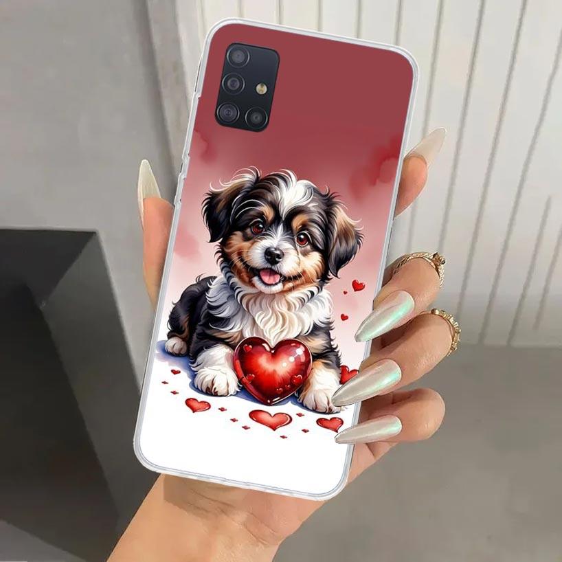 Lovely Puppy Heart Dogs Phone Case for Samsung Galaxy A52 A32 A22 A12 A02S A50S A30S A10S Note 20 Ultra 10 Plus S10 A31 A20 A71
