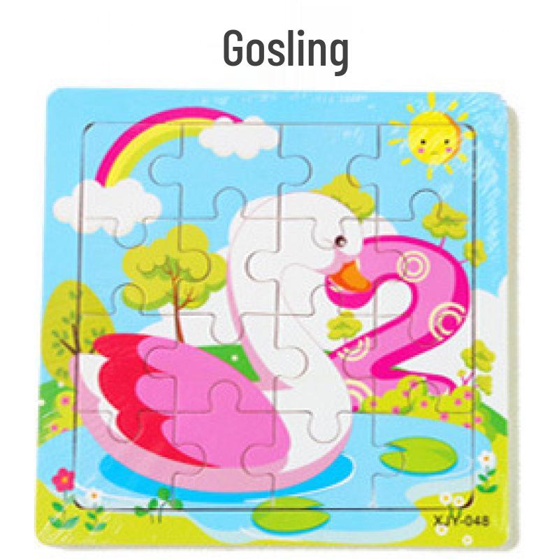 16-Piece Wooden 3D Puzzle Educational Toy for Infants & Toddlers Aged 6 Months to 3 Years, Boys & Girls