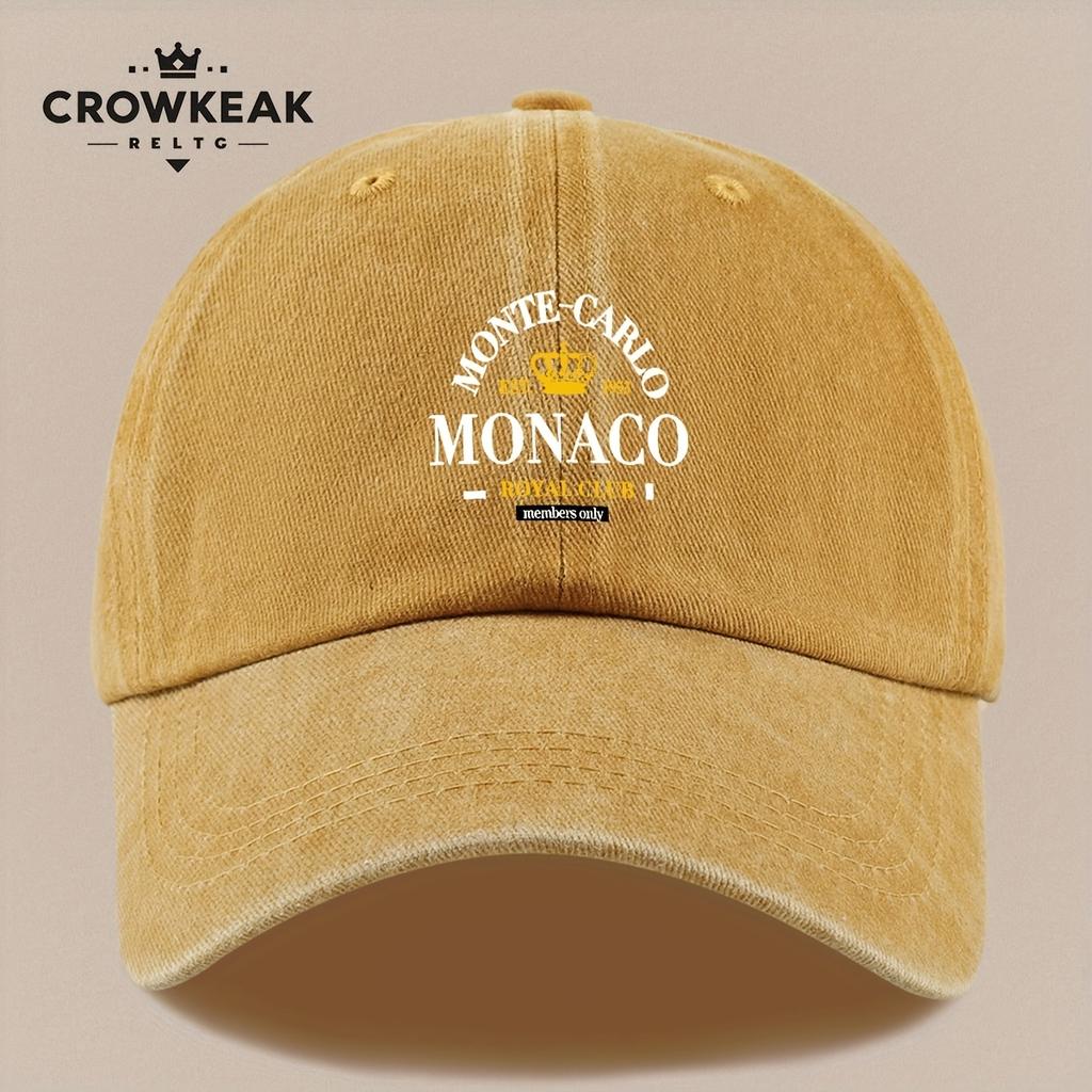 Casquette de baseball Vintage Monaco Royal Club Imprimé Snapback Réglable Chapeau Léger Unisexe pour Pêche en Plein Air Plage BBQ
