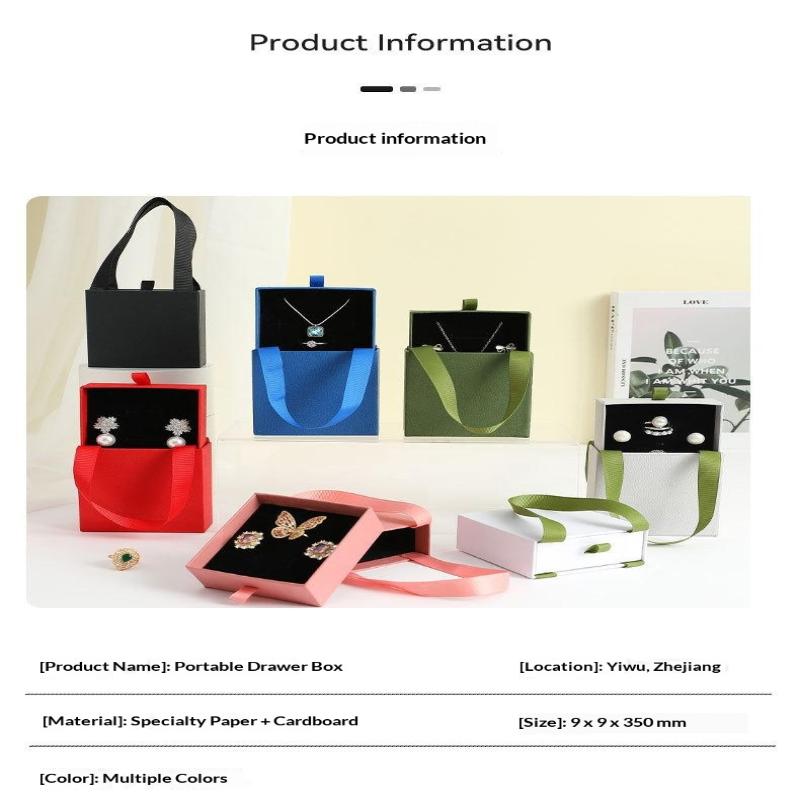 Portable Jewelry Packaging Box Earrings Necklace Ring Pendant Storage Organizer Case Wedding Gift Box Paper Drawer Jewelry Box