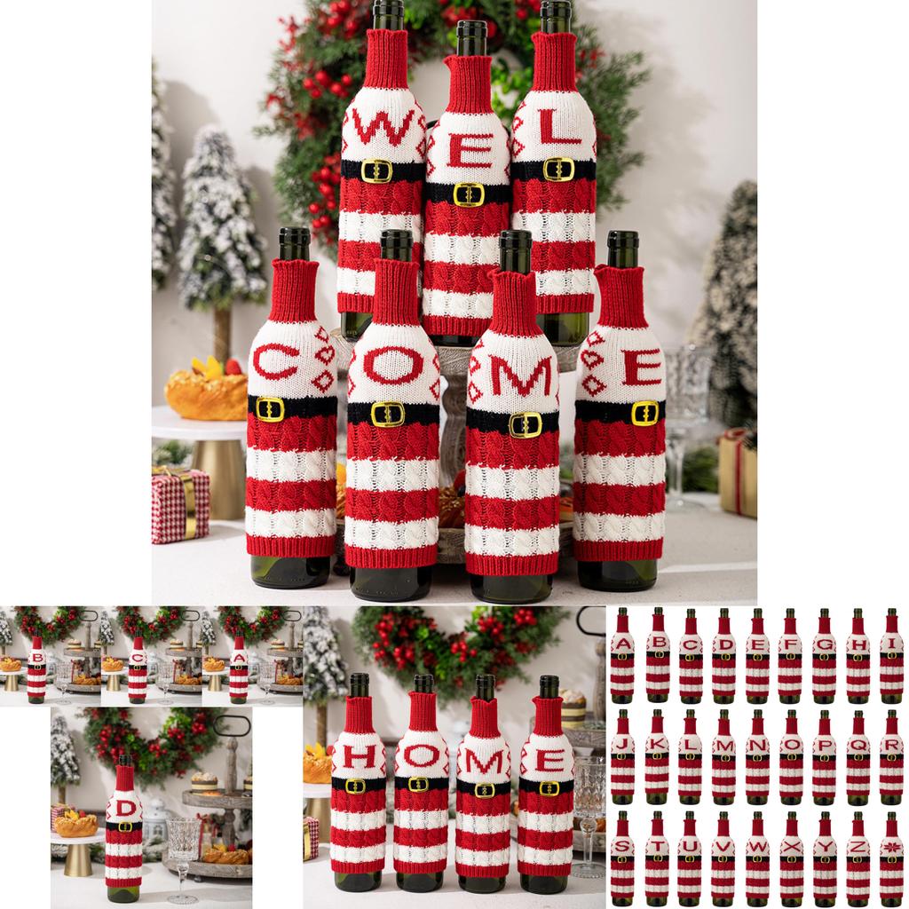 Vibrant And Decorative Knitted Letter Wine Bottle Holder For Christmas Parties And Gifts