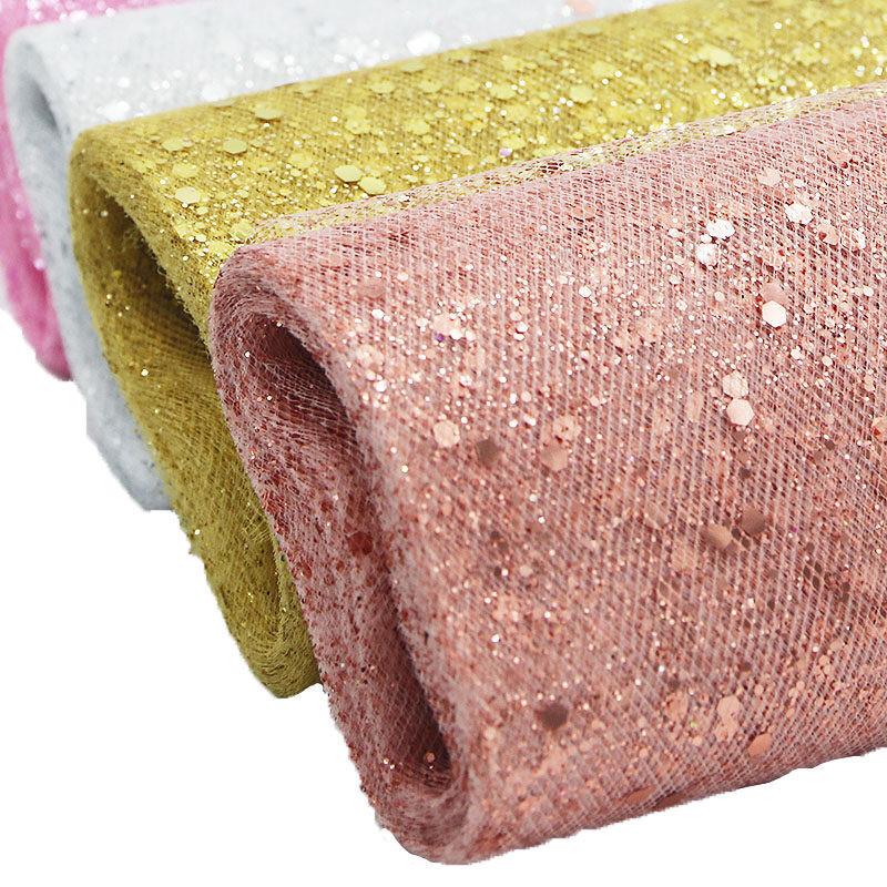 (10 yards/roll) 15cm Width Mesh Christmas Powder Fine Fragment Bouquet Packaging Festival Celebration Ribbon DIY