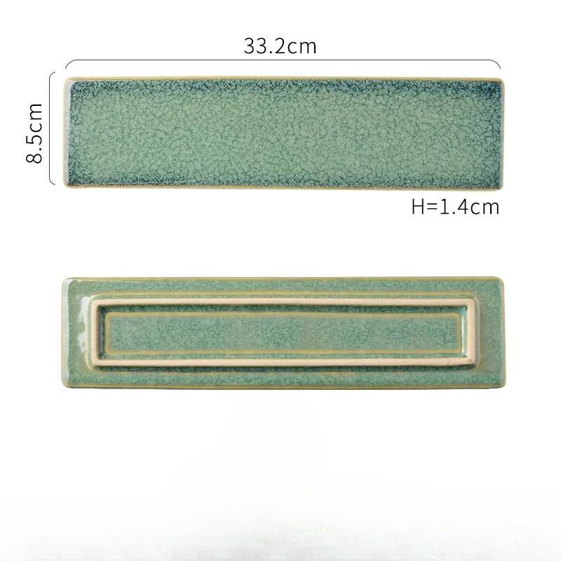 Ceramic Kiln Sushi Plate Flat Cake Dessert Plate Japanese Sashimi Long Plate Cold Dish Flat Plate