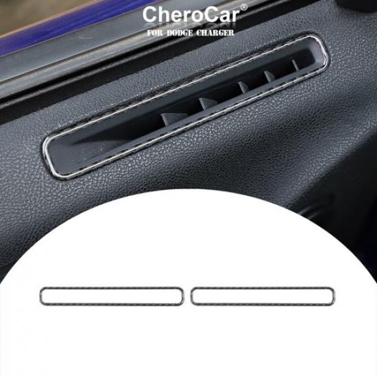 

2X Front Door Side Air Outlet Vent Cover Trim For Dodge Charger 15+ Carbon Fiber