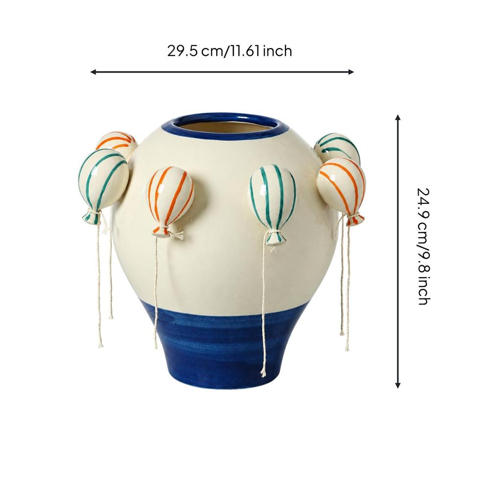 Hand-Painted Balloon Motif Ceramic Vase Colorful for Coffee Table
