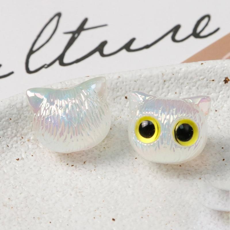 Cat Spacers Beads Animal Head Loose Beads for Earring Bracelet Necklace Jewelry Making Acrylic Colorful Cat Bead DIY Art