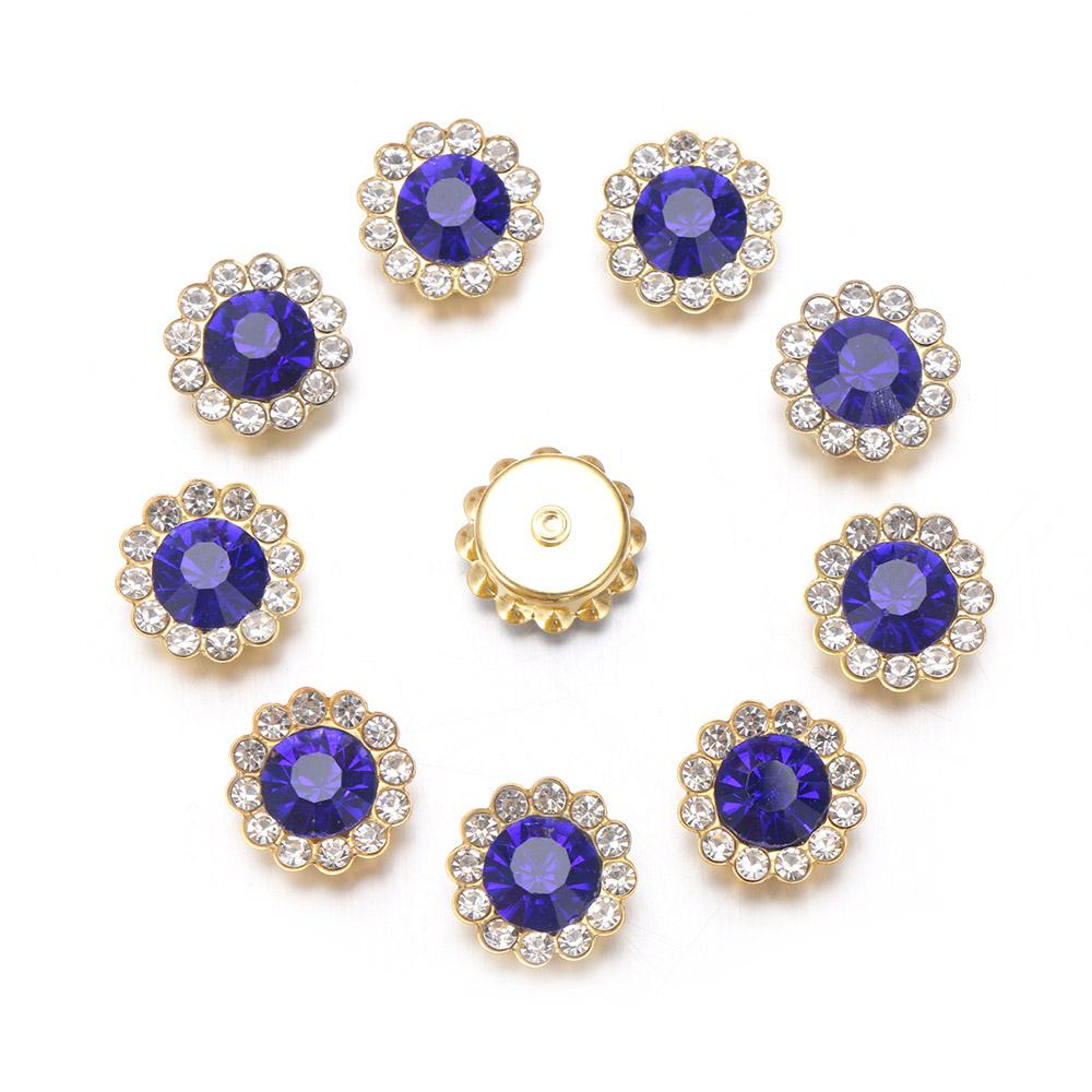 10PCS Apparel Sewing Sparkling Flower-shaped Clothes Decoration Crystal Glass Stone Rhinestone Buttons