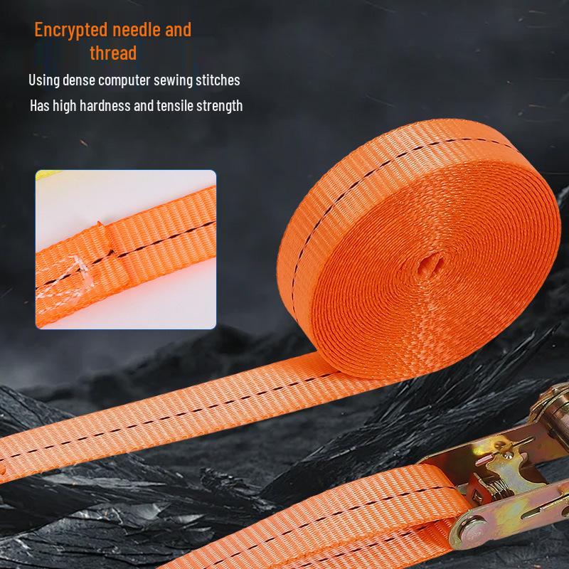 Multi-Color Polyester Double Hook Ratchet Tie-Down Strap with Thickened Stitching