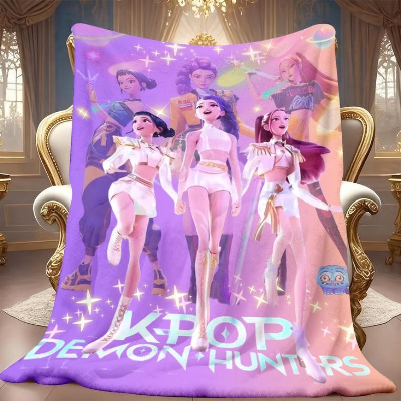 Flannel Blanket 2025 New KPOP Domen Hunters Rumi Mira Zoey Saja Boys Print Soft Blanket for Fans Kids Adults for Christmas Gift