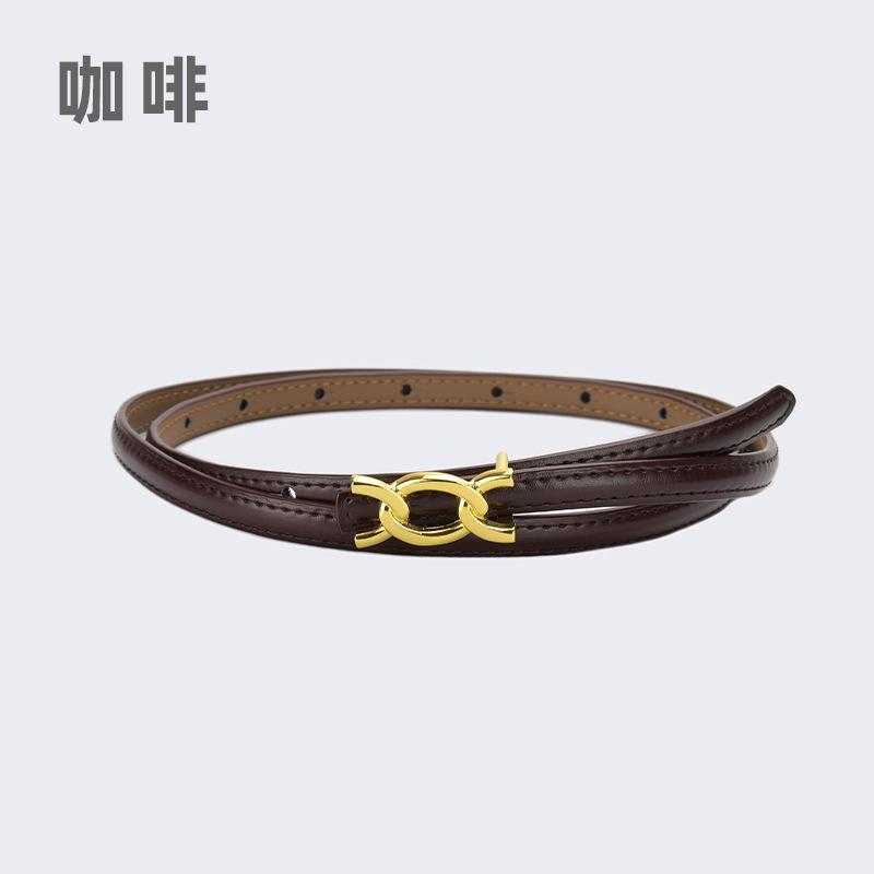 Vier Jahreszeiten Verfügbar Neuer Damen Dünner Gürtel Dekoration Anzug Mantel Mit Kleid, Rindsleder Dünner Gürtel Schlicht Und Modisch