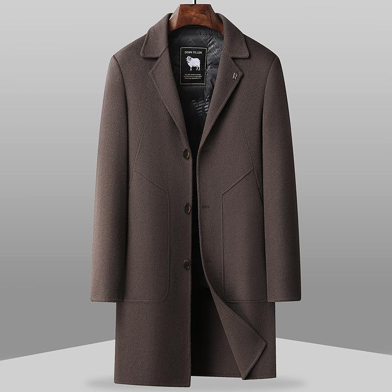 Suit Collar Double-sided Woolen Coat Men's Autumn and Winter New Goose Down Removable Liner Business Woolen Coat