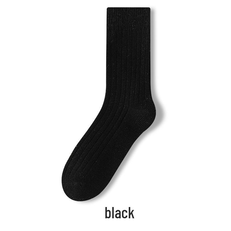 

Мужские осенне-зимние шерстяные носки до середины икры - Теплые, Удобные, Не сдавливающие, Однотонные, Повседневные. One Size чёрный