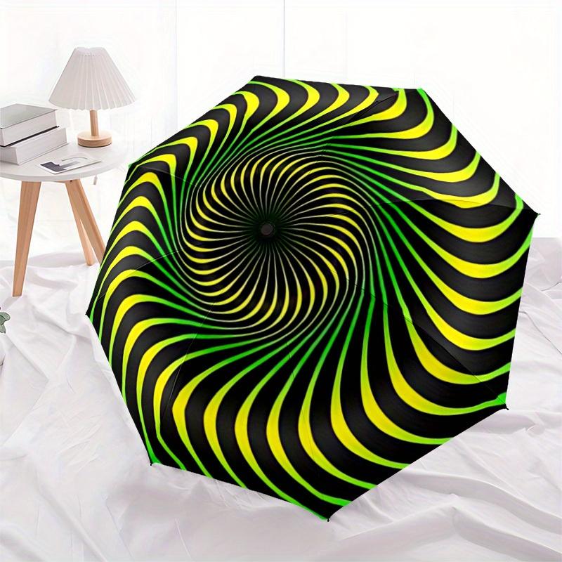 1pc Optical Illusion Pattern Folding Umbrella With Excellent UV Protection, 8 Ribs Casual Durable Lightweight Portable Travelling Umbrella F