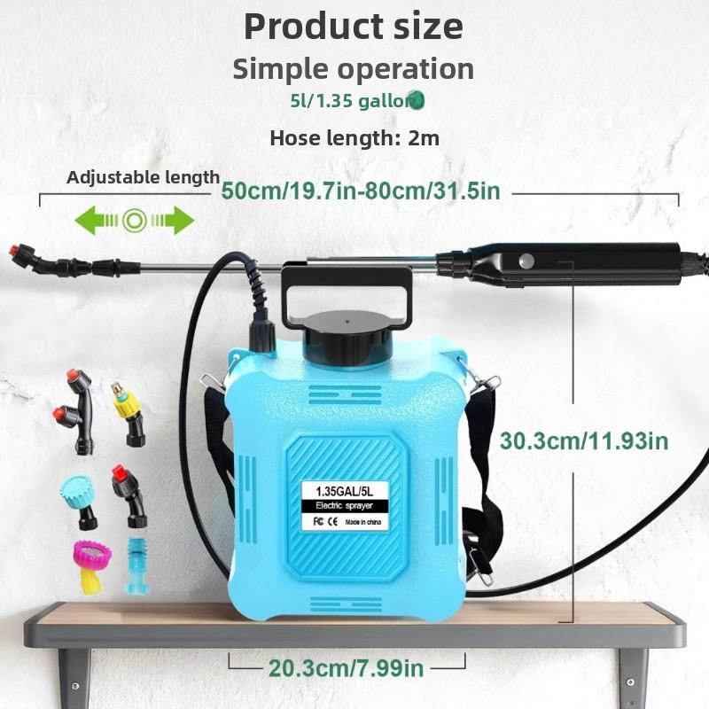 Electric Backpack Sprayer 5L/8L, Rechargeable Garden Spray Bottle with Adjustable Wand for Weeding Watering Disinfection 5L