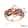 Huitan Fancy Bright Colorful Zirconia Finger Ring Female Rose Gold Color Accessories for Engagement Ceremony Aesthetic Jewelry