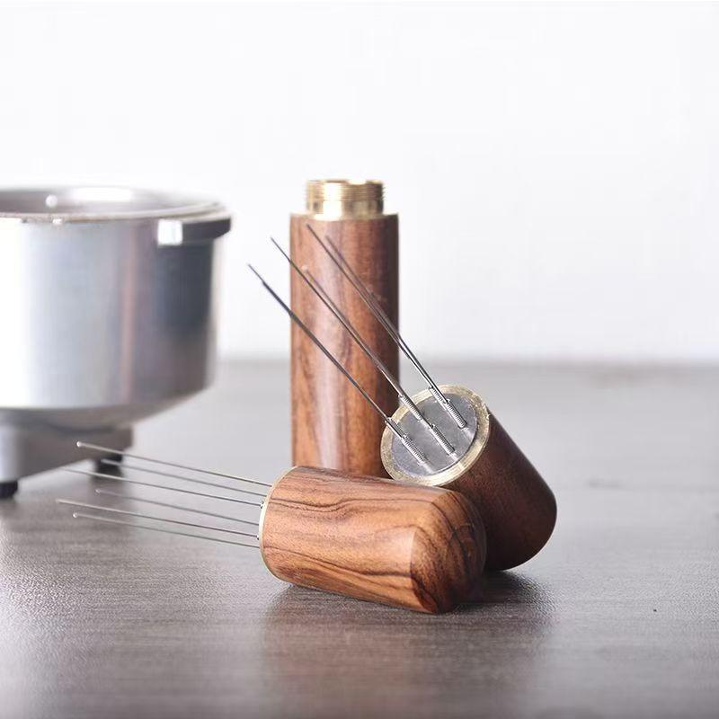 Instrument WDT din Oțel Inoxidabil cu Mâner de Lemn - Ace Instrument de Distribuție și De-canalizare Cafea pentru Espresso, Barista, Uz Casnic