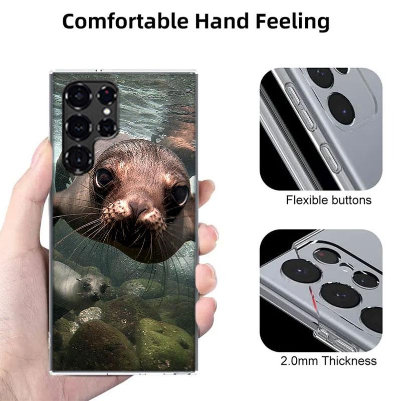 Seal Alert Capa Phone Case For Samsung S26 Ultra S25 Edge Galaxy S23 S21 S20 S24 FE S22 S10 Plus Cover Clear TPU Shell Coque Wit