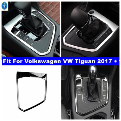 Zentralsteuerungs-Schaltgetriebe-Dekorationspanel-Abdeckung Zierleiste Für Volkswagen VW Tiguan MK2 2016 - Kohlefaser / Silber Zubehör