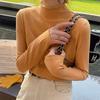 Autumn Winter Women's High-neck Knitted Base Shirt Soft Warm Solid Color Pullover Sweater Slim Fit Stretchy Knitted Top Knitted T-shirt