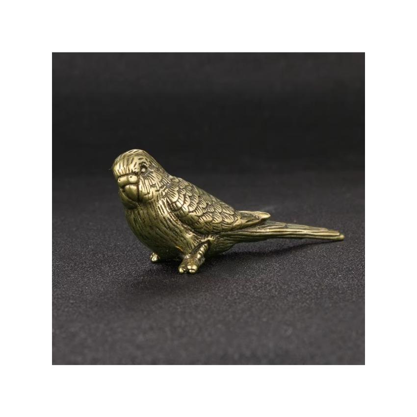 1 Pcs Antique Solid Brass Magpie Figurine - Cute Tea Pet Bird Décor for Office Desk Vintage Handcrafted Collectible Ornaments