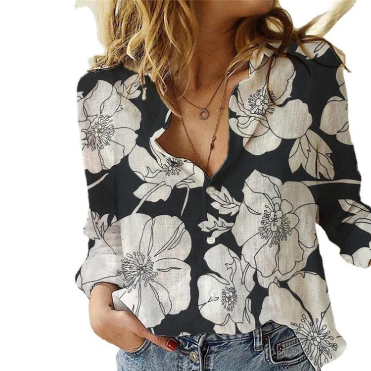 Plus Size Women Casual Oversized Lapel Button Up Shirt Long Sleeve Top for Spring Fall