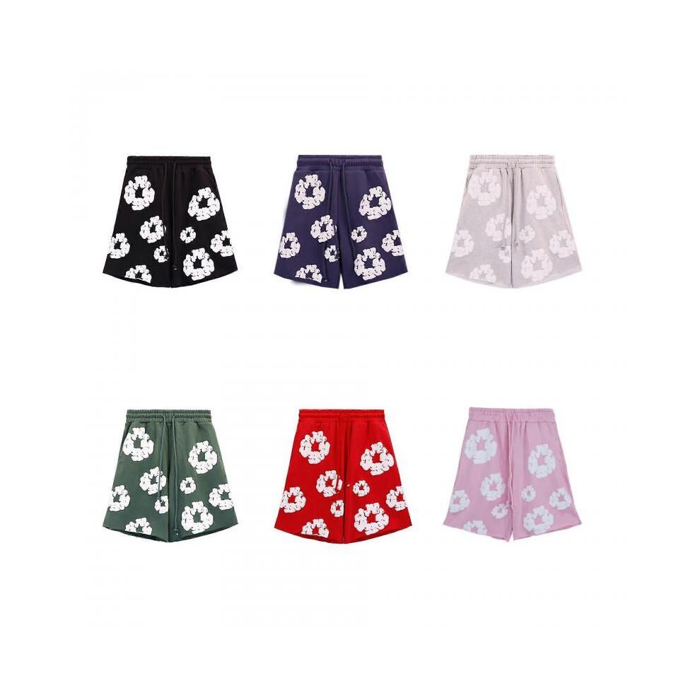 (Mały, różowy) 2024 Denim Tears Kapok Print Unisex Casual Shorts