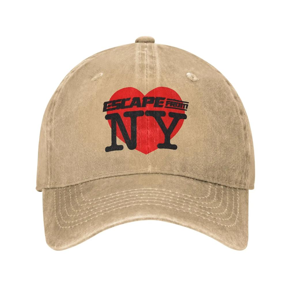 Unisex Flucht aus New York Snake Plissken Print Hüte Vintage verwaschener Denim Baseballkappe Verstellbar