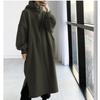Addensare Autunno Inverno Donna Felpa Oversize Vestito Lungo Monocolore Moda Manica Lunga Abbigliamento Femminile Spacco Casual Vestiti Larghi