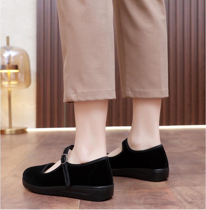 Dámské látkové boty ze staré Pekingu, měkká protiskluzová podrážka, černé pracovní a taneční boty