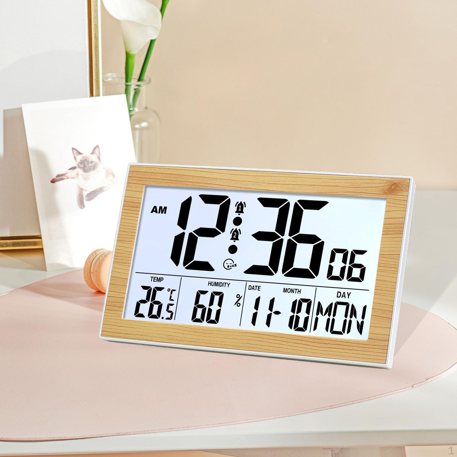 

Bedside Digital Alarm Clock, Backlit, Versatile, Easy to Read, with Function, for Desk, Living H181H light brown