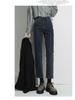 2025 Spring/Autumn Women's High Waist Straight Leg Jeans - Slimming Light Tone Cropped Cigarette Pants