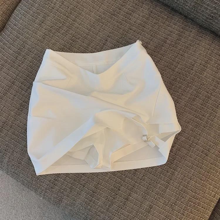 Summer Lace-Up A-Line Skirt with Irregular Slit