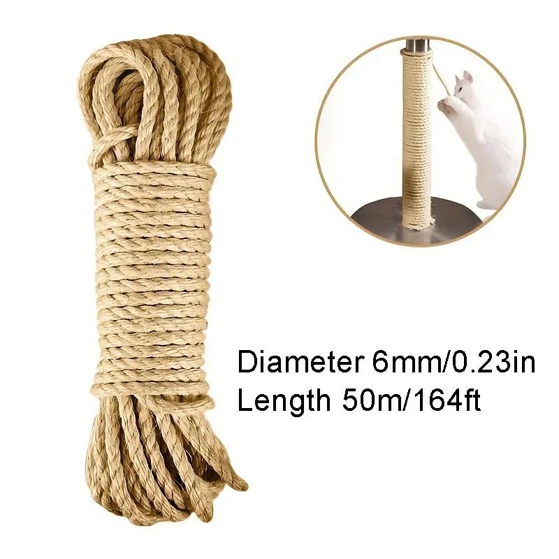 65/98/164ft Natural Sisal Rope Cat Scratcher Rope Tree Scratching DIY Toy Paw Claw Furniture Protector Scratching Post