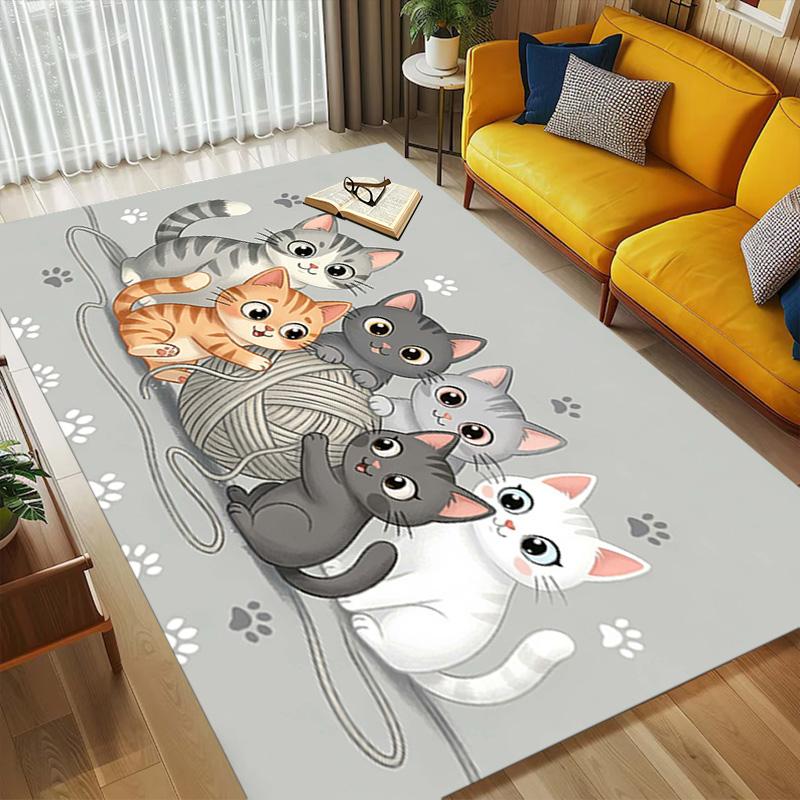 Kitty Knit Living Room Nonslip Area Rug Soft Carpet For Bedroom Game Playroom Sofa Office Home Decor Doormat Christmas Gift C929179