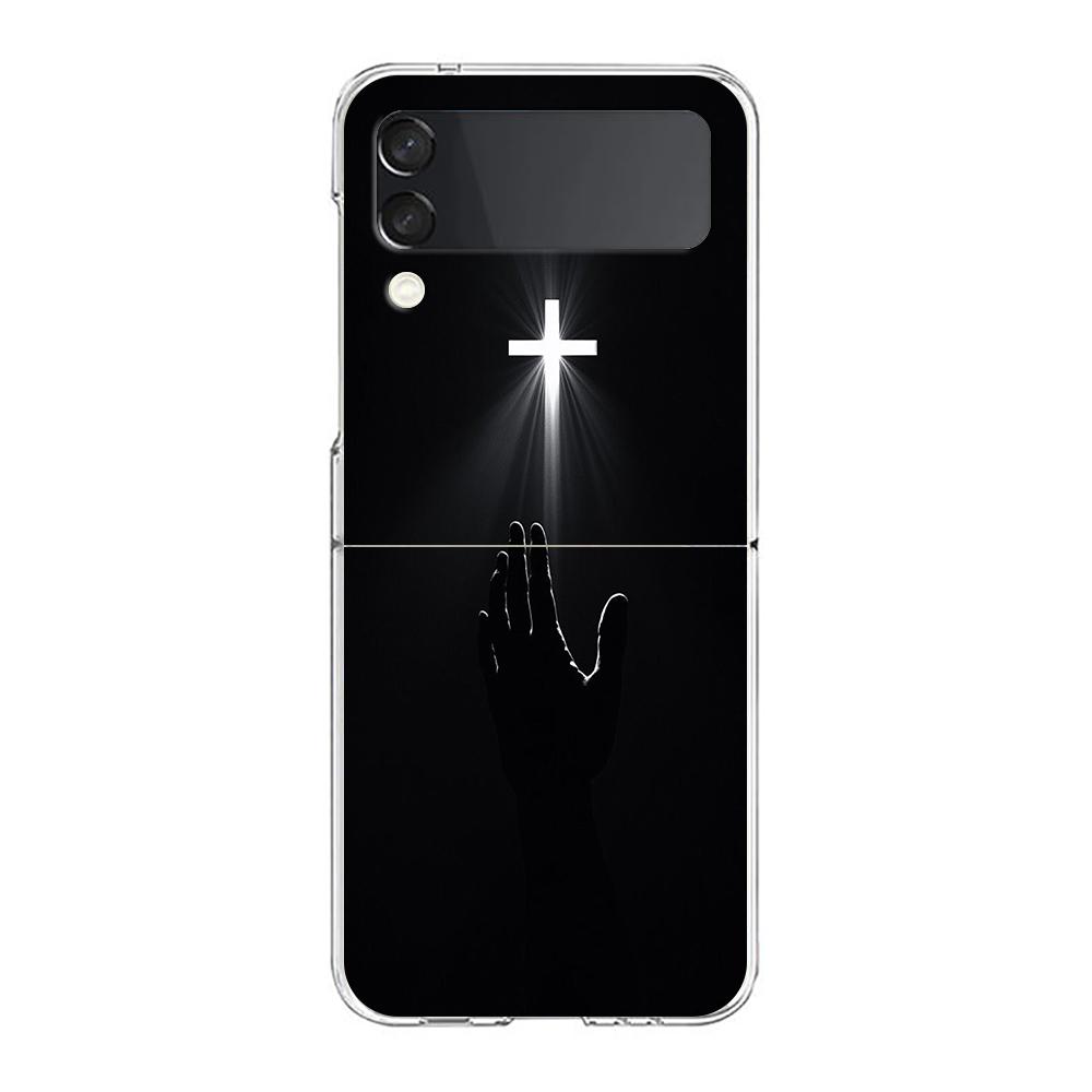 

Phone Case For Samsung Galaxy Z Flip 7 6 5 4 3 Hard Folding Cover For Samsung Z Flip6 Flip5 Bible Jesus Christ Christian Cross Galaxy Z Flip 4