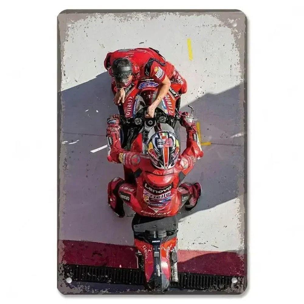 Винтажная жестяная табличка с мотоциклом, Декор для гаража, мастерской, дачи 20x30 см