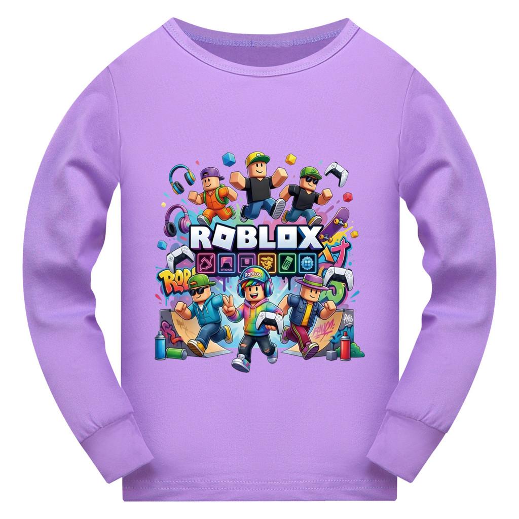 

5573 Детская футболка с принтом Roblox для мальчиков и девочек, с длинным рукавом 110cm фиолетовый