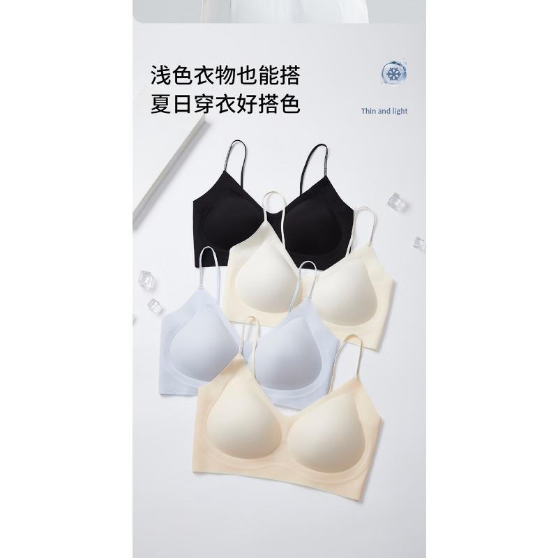 Women Ultra Thin Cool Seamless Beauty Back Wireless Gather Push Up Breathable Large Size Bra